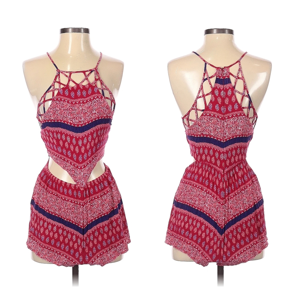 Bandana Paisley Scarf Boho Cut-out Romper XS